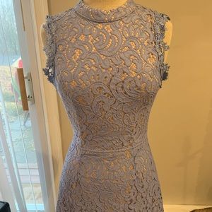 Blue lace dress with nude lining